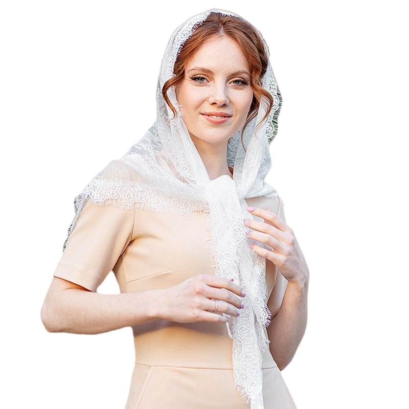 Elegant Womens Mantilla Head Covering Ladies Catholic Prayer Chapel Scarf